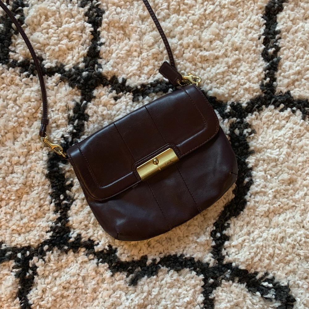 Coach Dark Plum/ Burgundy Leather Crossbody Purse